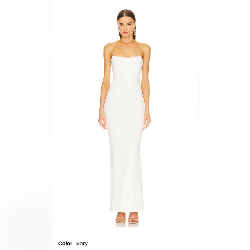 Michael Costello Elegant Strapless Ivory Dress